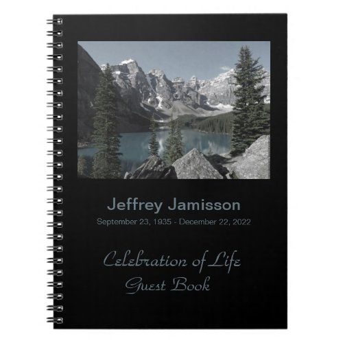 Celebration of Life Guest Book Mountains Lake Notebook