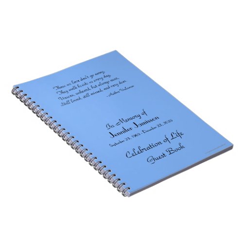 Celebration of Life Guest Book Pale Blue Notebook