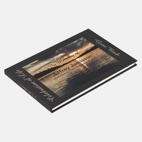 Celebration of Life Guest Book, Sunset at Lake