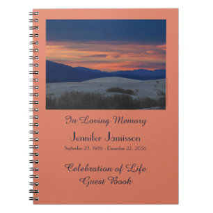 Celebration of Life Guest Book, Sunset Dunes Pink Notebook