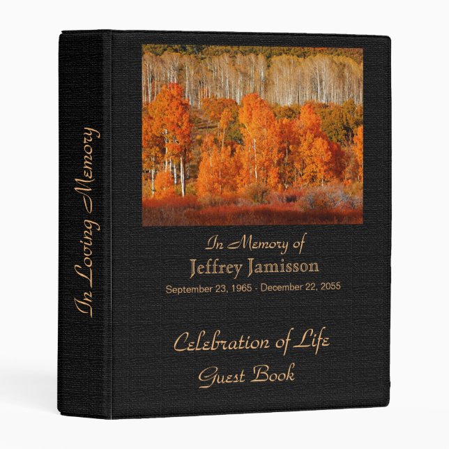 Celebration of Life Guest Book, Two Rows of Aspen Mini Binder (Front/Spine)