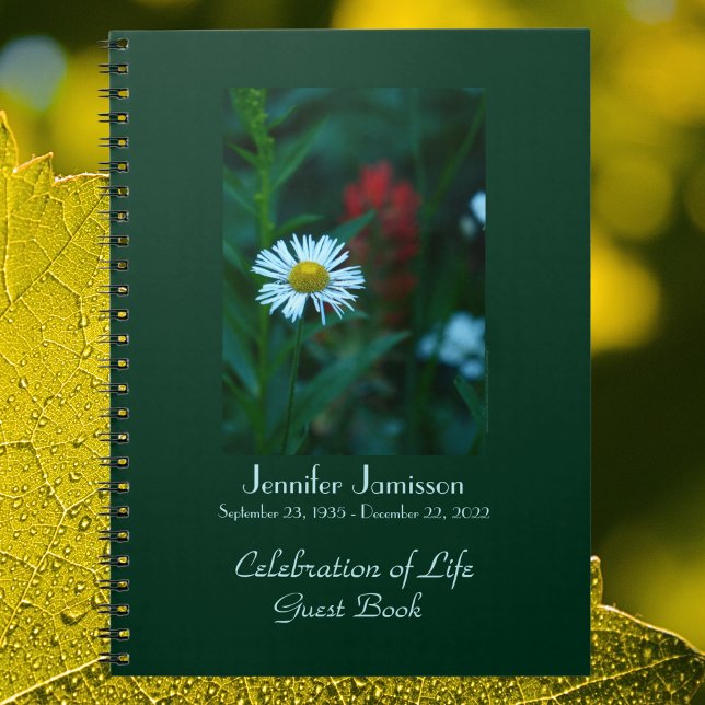 Celebration of Life Guest Book, White Daisy Spiral Notebook (Creator Uploaded)