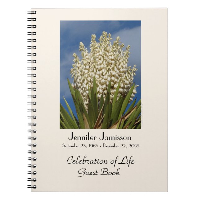 Celebration of Life Guest Book, Yucca in Bloom  Notebook (Front)