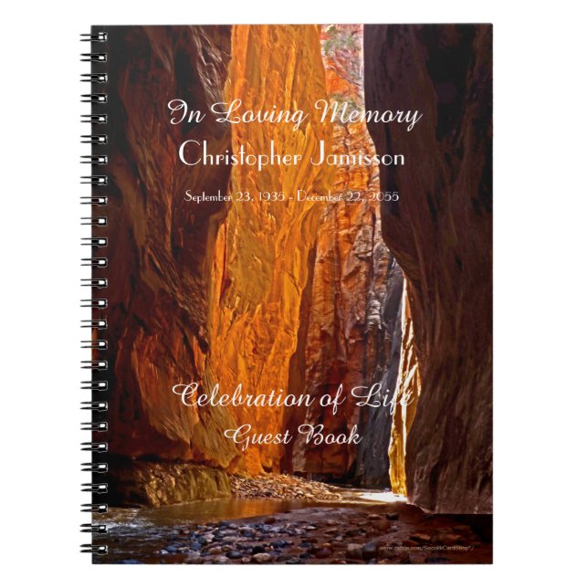 Celebration of Life Guest Book Zion Narrows Canyon (Front)