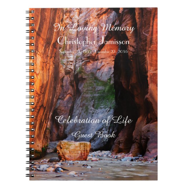 Celebration of Life Guest Book Zion Narrows Rock (Front)