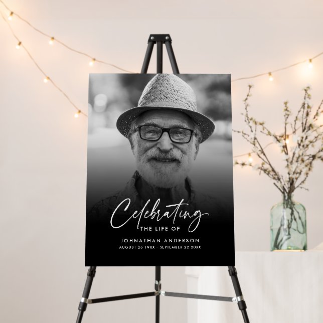 Celebration of Life Handwritten Script & Photo Foam Board (In Situ (Stand))
