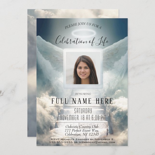 Celebration of Life - Heavenly Staircase Invitation (Front/Back)