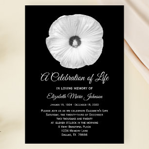 Celebration of Life Hibiscus Floral Memorial Invitation