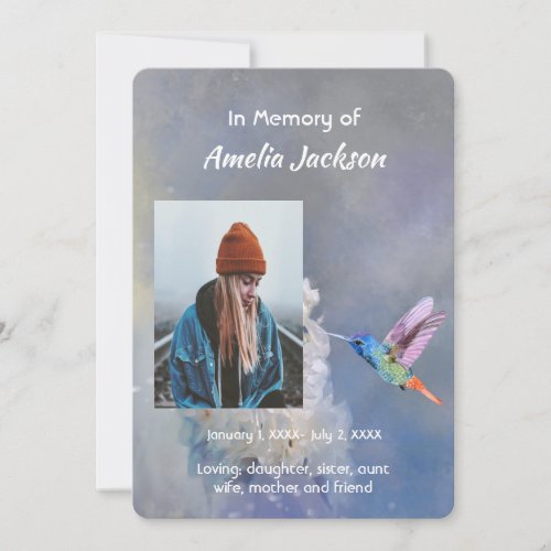Celebration of Life Hummingbird Flowers Invitation