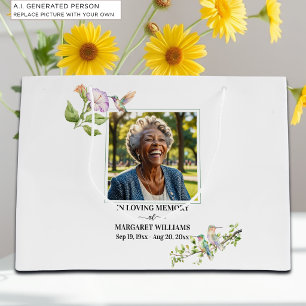 Celebration Of Life Hummingbirds Floral Keepsake Large Gift Bag