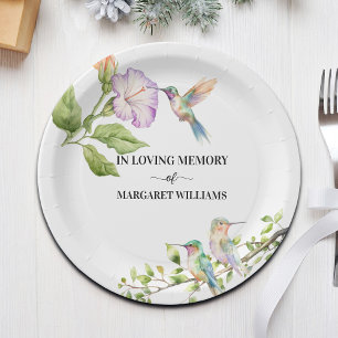 Celebration Of Life Hummingbirds Floral  Paper Plates