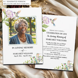 Celebration Of Life Hummingbirds Floral Photo  Invitation