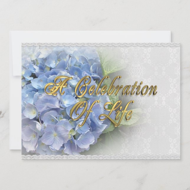 Celebration of life  Hydrangea and Lace Invitation (Front)