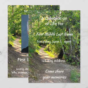 Celebration of Life Invit Path Trail Forest Trees  Invitation