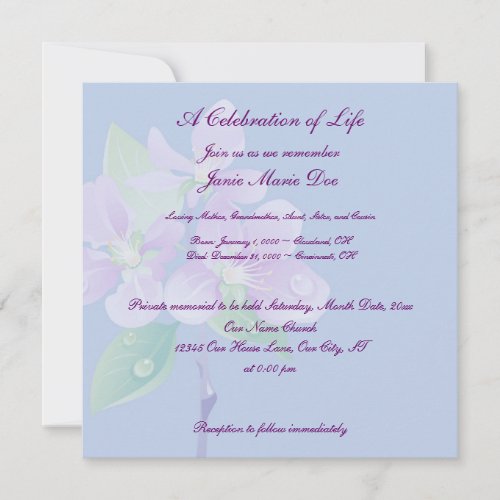 Celebration of Life Invitation