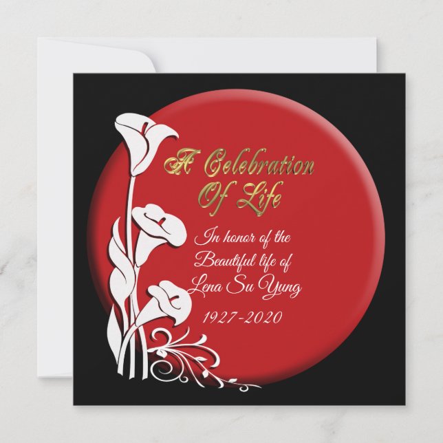 Celebration of life Invitation Asian Lily (Front)