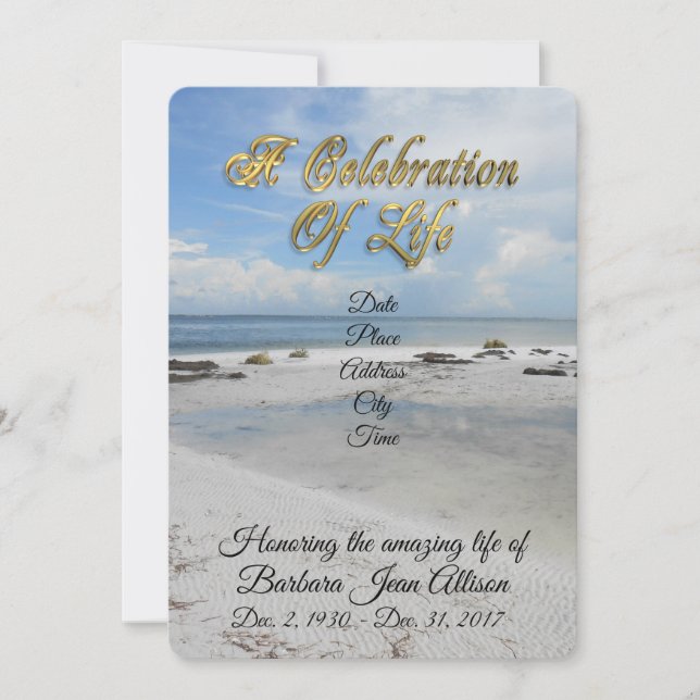 Celebration of Life invitation Beach (Front)