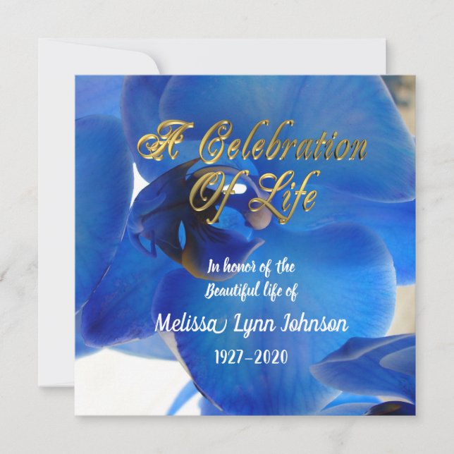 Celebration of life Invitation Blue orchid (Front)