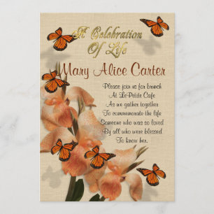 Celebration of life Invitation butterflies