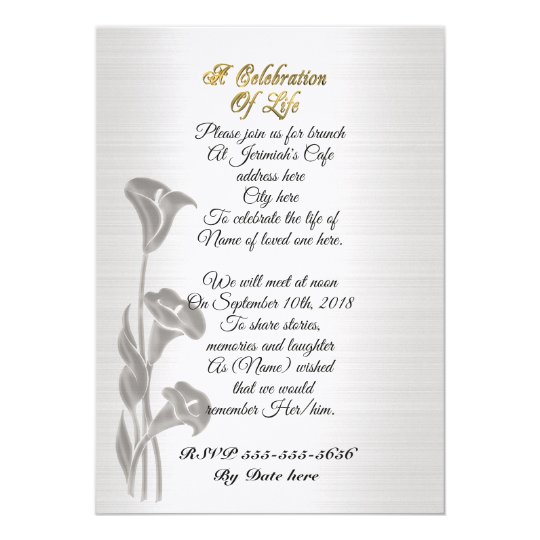 Celebration of life Invitation Calla lilies | Zazzle.com