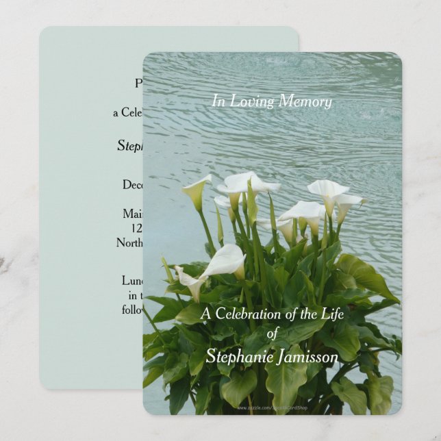 Celebration of Life Invitation Calla Lilies Floral (Front/Back)