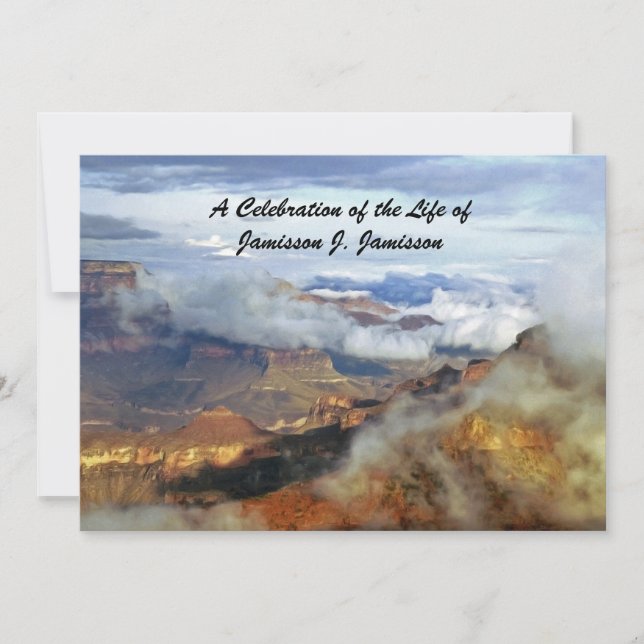 Celebration of Life Invitation, Canyon Clouds Invitation (Front)