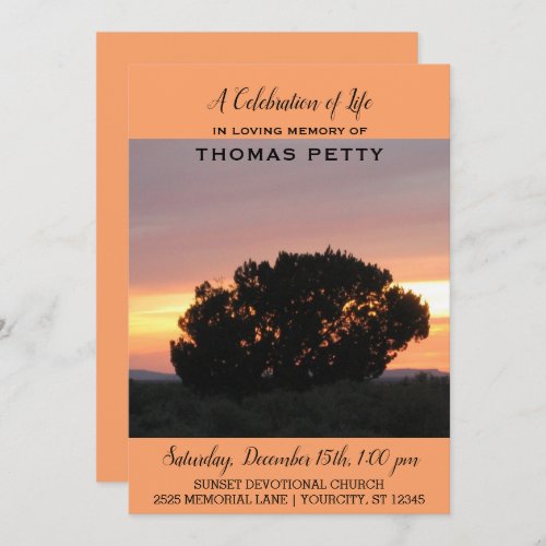 Celebration of Life Invitation Desert Sunset