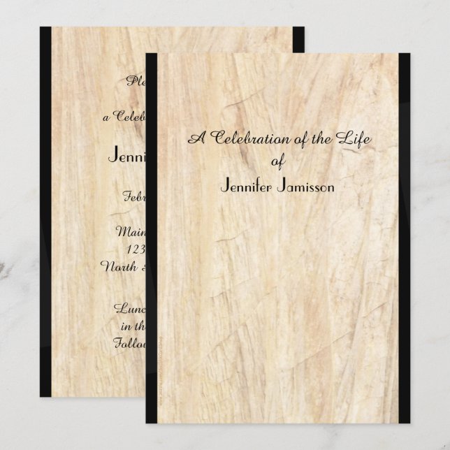 Celebration of Life Invitation, Faux Parchment Invitation (Front/Back)