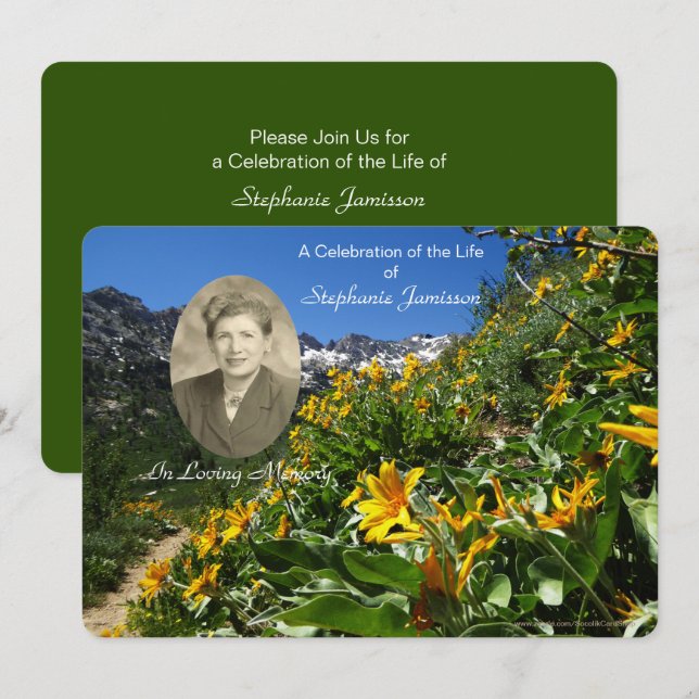 Celebration of Life Invitation, Flowers with Photo Invitation (Front/Back)