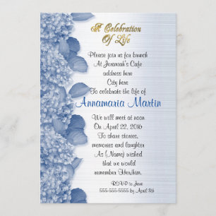 Celebration of life Invitation hydrangea