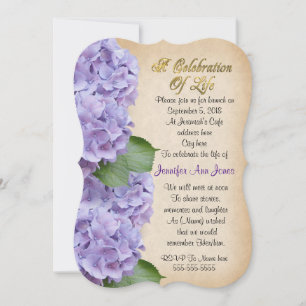 Celebration of life Invitation hydrangea