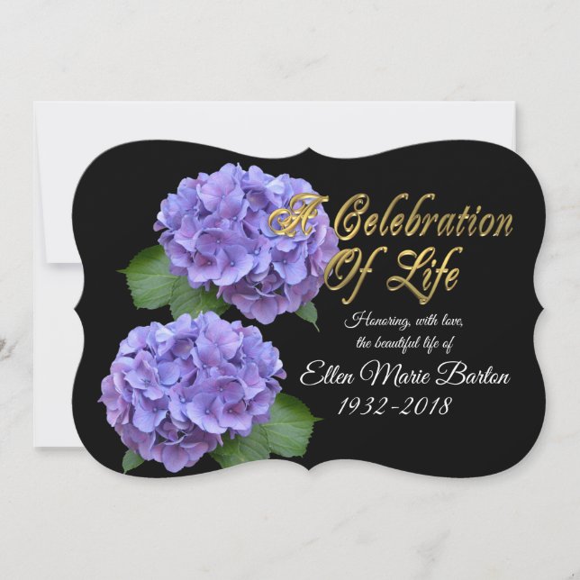 Celebration of life Invitation hydrangea flowers (Front)