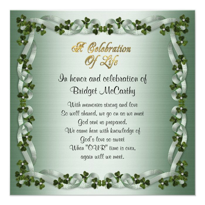 Celebration of life Invitation Irish Background