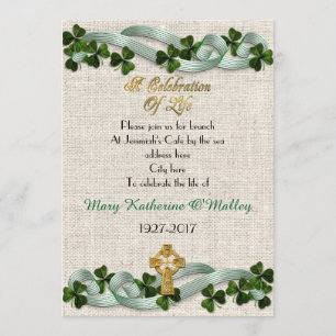 Celebration of life Invitation Irish Celtic cross