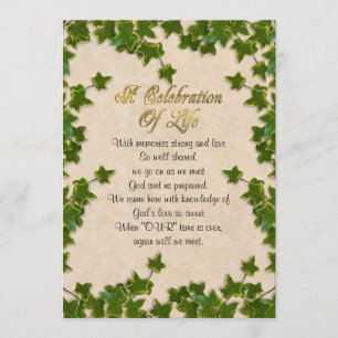 Celebration of life Invitation ivy