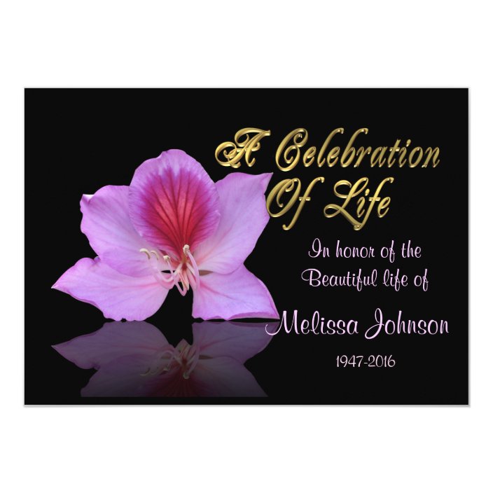 Celebration of life Invitation lavender orchid