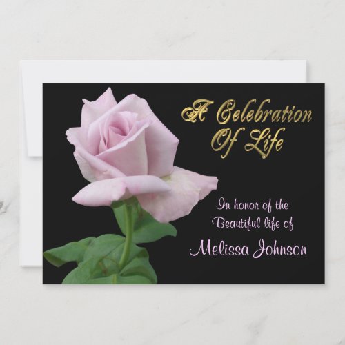 Celebration of life Invitation lavender rose