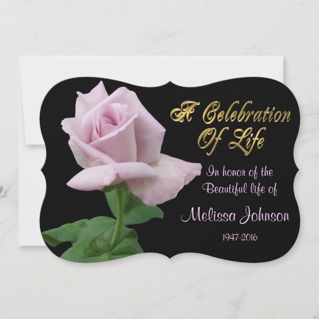 Celebration of life Invitation lavender rose (Front)