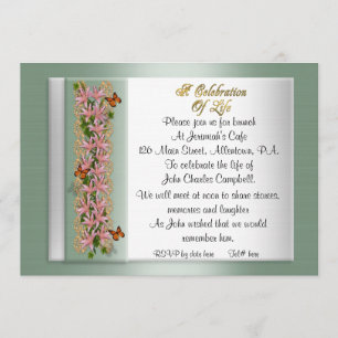 Celebration of life Invitation lilies