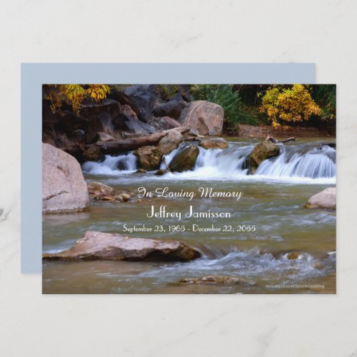 Celebration of Life Invitation Little Waterfall