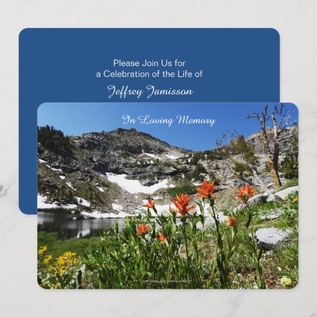 Celebration of Life Invitation, Mountains, Lake Invitation (Front/Back)