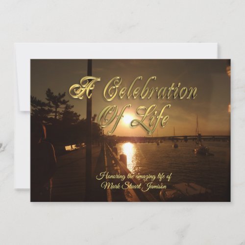 Celebration of life invitation Ocean Sunset