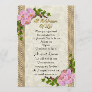 Celebration of life Invitation orchids