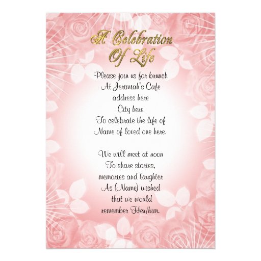 Celebration of life Invitation pink floral | Zazzle