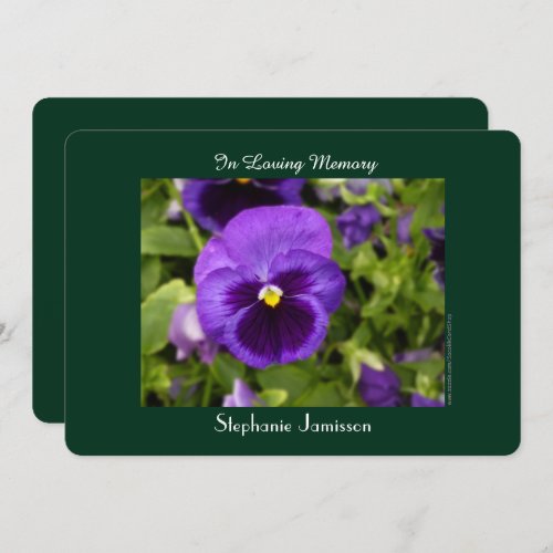 Celebration of Life Invitation Purple Pansy Floral