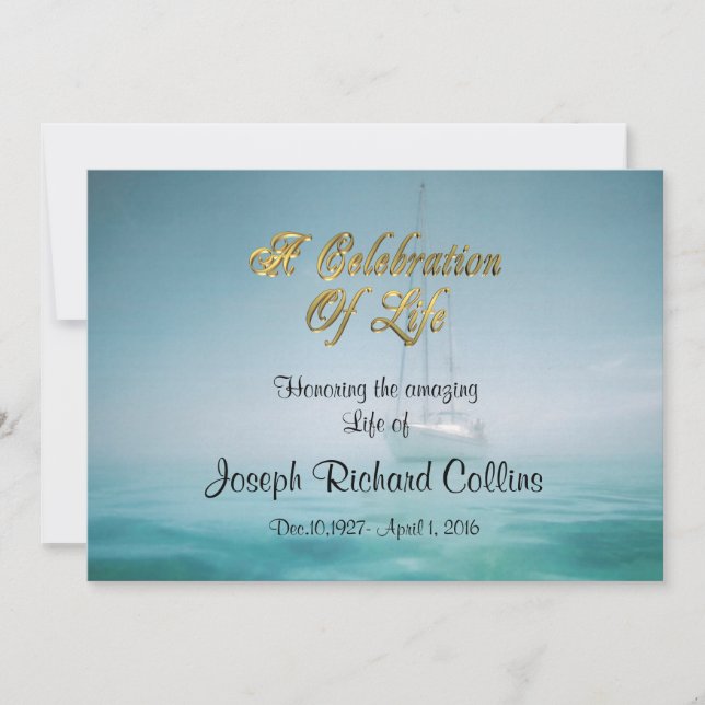 Celebration of life Invitation sailboat (Front)