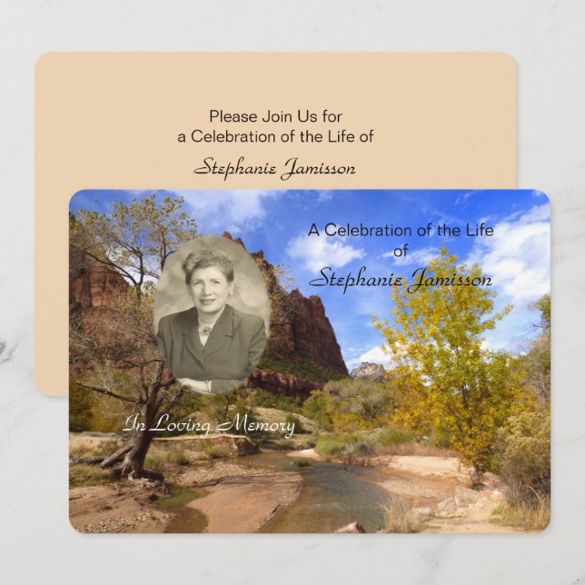 Celebration of Life Invitation, Scenery with Photo Invitation (Front/Back)