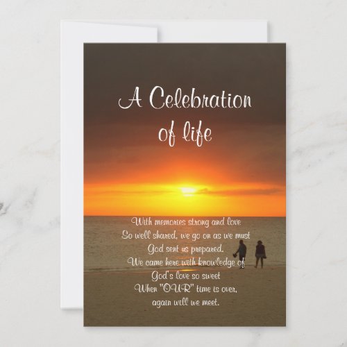 Celebration of life Invitation sunset