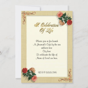 Celebration of life Invitation vintage hibiscus