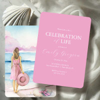 Celebration of Life Invitation Watercolor Beach